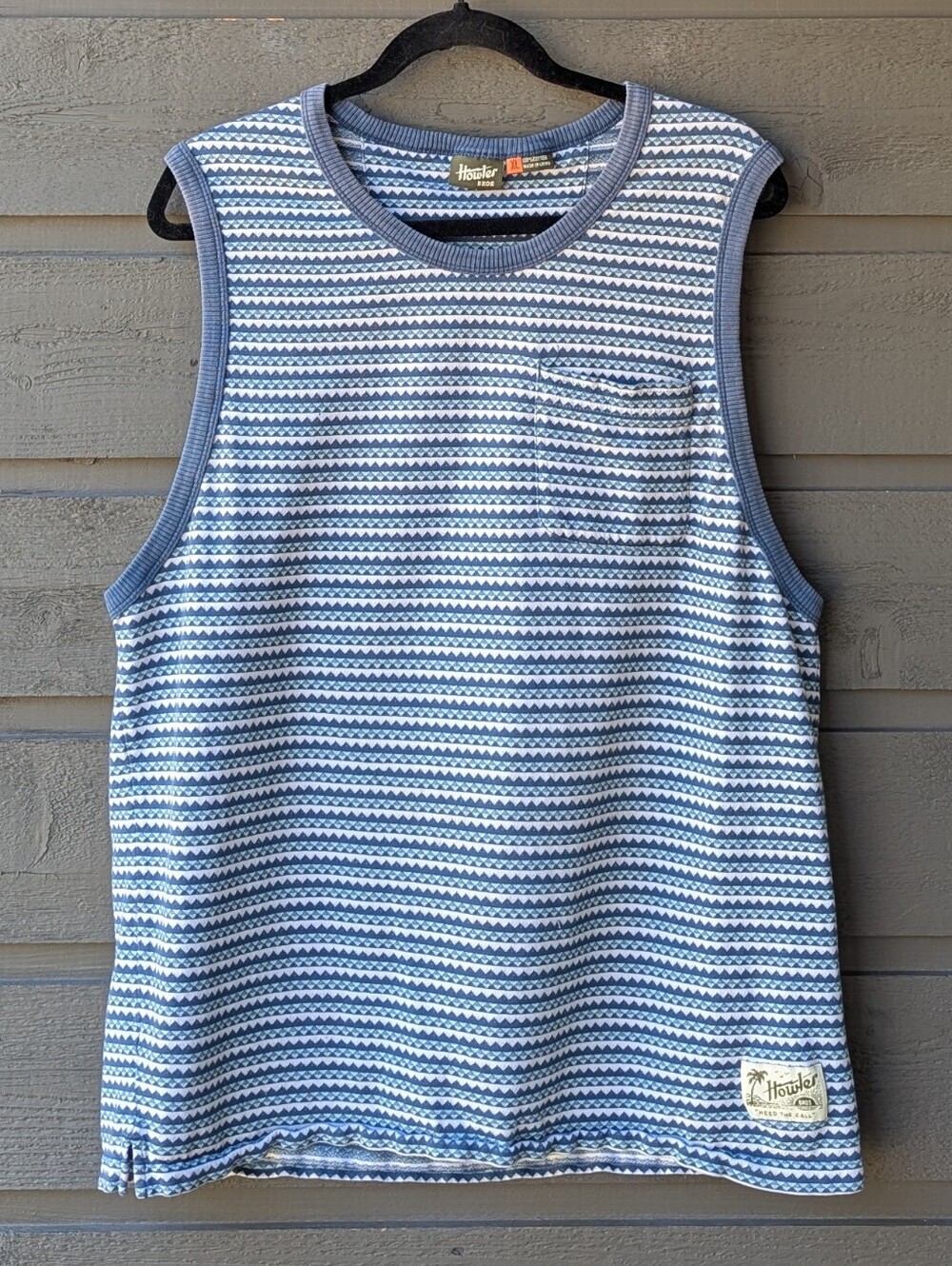 Howler Bros Blue Geometric Pattern Sleeveless Tank Top Shirt Size XL
